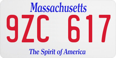 MA license plate 9ZC617