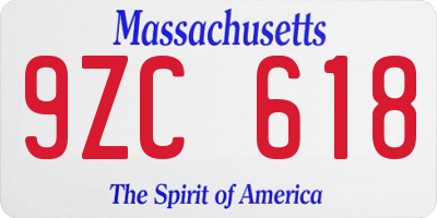 MA license plate 9ZC618
