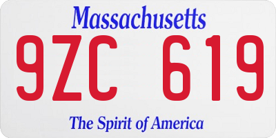 MA license plate 9ZC619