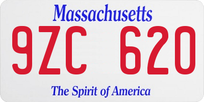 MA license plate 9ZC620