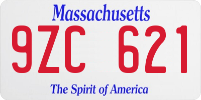 MA license plate 9ZC621