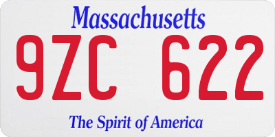 MA license plate 9ZC622