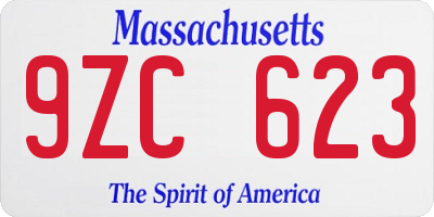 MA license plate 9ZC623