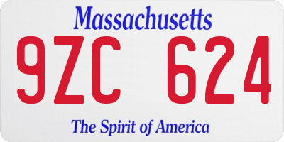 MA license plate 9ZC624