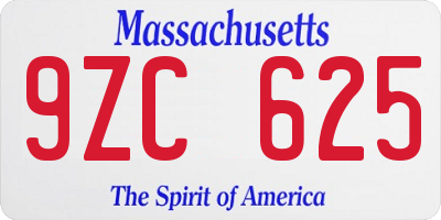 MA license plate 9ZC625