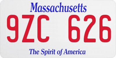 MA license plate 9ZC626