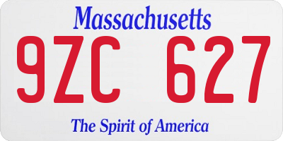 MA license plate 9ZC627