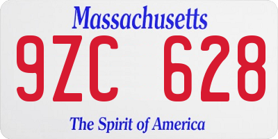 MA license plate 9ZC628