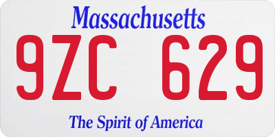 MA license plate 9ZC629