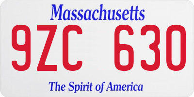 MA license plate 9ZC630