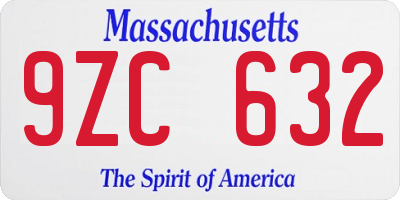 MA license plate 9ZC632