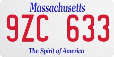 MA license plate 9ZC633