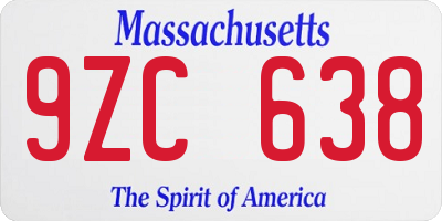 MA license plate 9ZC638