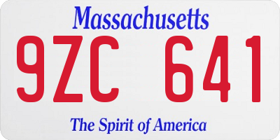 MA license plate 9ZC641