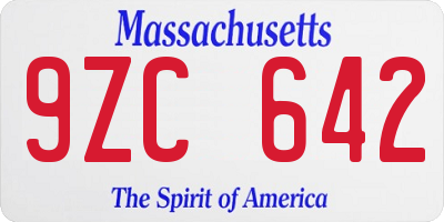 MA license plate 9ZC642