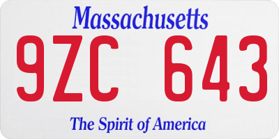 MA license plate 9ZC643