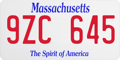 MA license plate 9ZC645