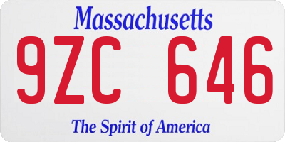 MA license plate 9ZC646