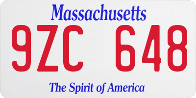 MA license plate 9ZC648
