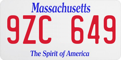 MA license plate 9ZC649