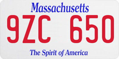 MA license plate 9ZC650