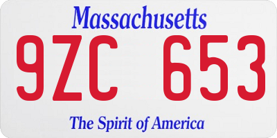MA license plate 9ZC653