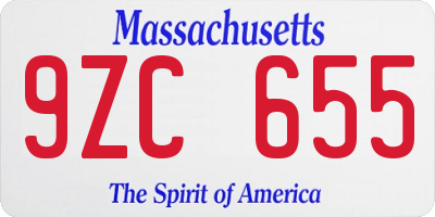 MA license plate 9ZC655