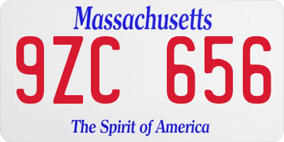 MA license plate 9ZC656