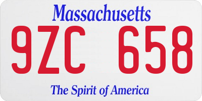 MA license plate 9ZC658