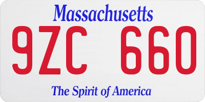 MA license plate 9ZC660