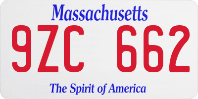 MA license plate 9ZC662