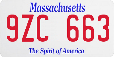 MA license plate 9ZC663