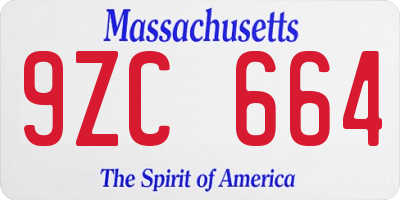 MA license plate 9ZC664