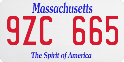 MA license plate 9ZC665