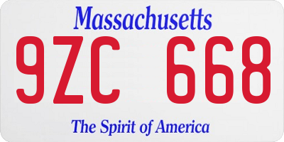 MA license plate 9ZC668