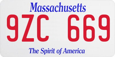 MA license plate 9ZC669