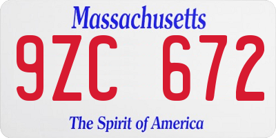 MA license plate 9ZC672