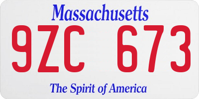 MA license plate 9ZC673