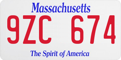 MA license plate 9ZC674