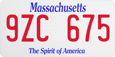MA license plate 9ZC675