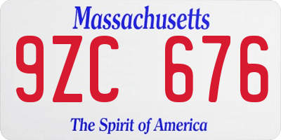 MA license plate 9ZC676