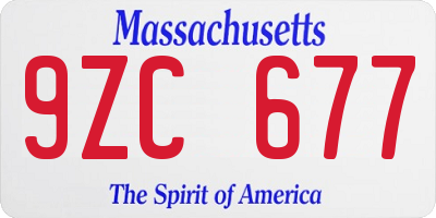 MA license plate 9ZC677