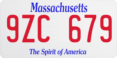MA license plate 9ZC679