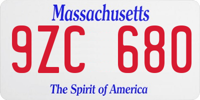 MA license plate 9ZC680