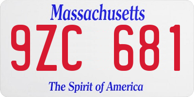 MA license plate 9ZC681