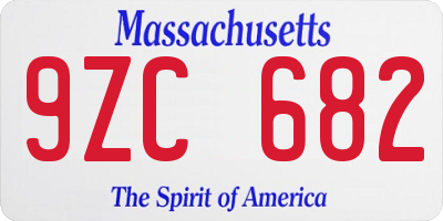 MA license plate 9ZC682