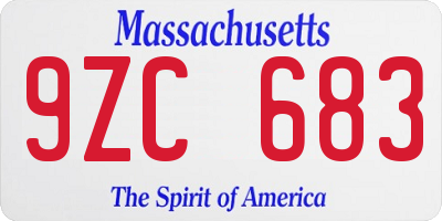 MA license plate 9ZC683