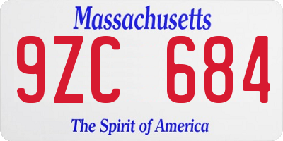 MA license plate 9ZC684