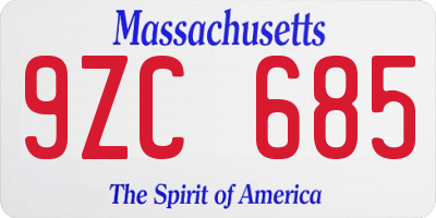 MA license plate 9ZC685