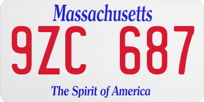 MA license plate 9ZC687